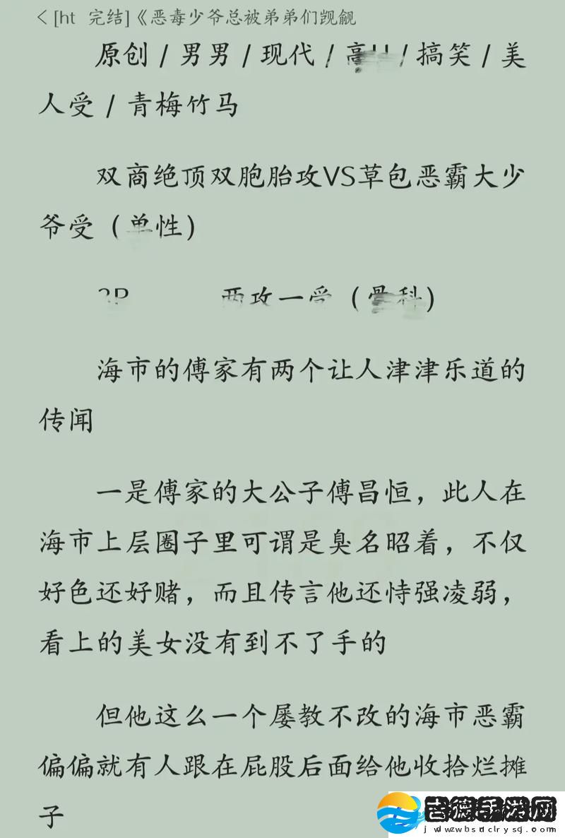 恶毒少爷长大后被爆炒