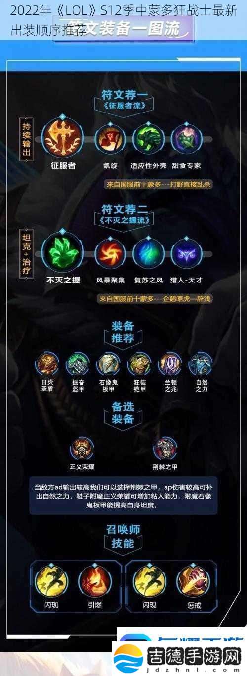 2022年LOLS12季中蒙多狂战士最新出装顺序推荐