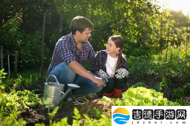 父亲有力挺送女儿的花园