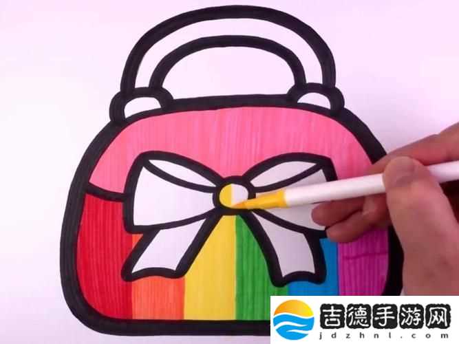 爸爸为小女儿画包包简笔画