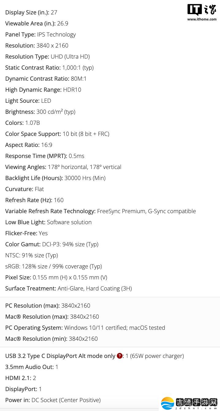 优派海外官网上线 XG275D-4K 显示器：4K 160Hz&amp;1080P 320Hz 双模设计