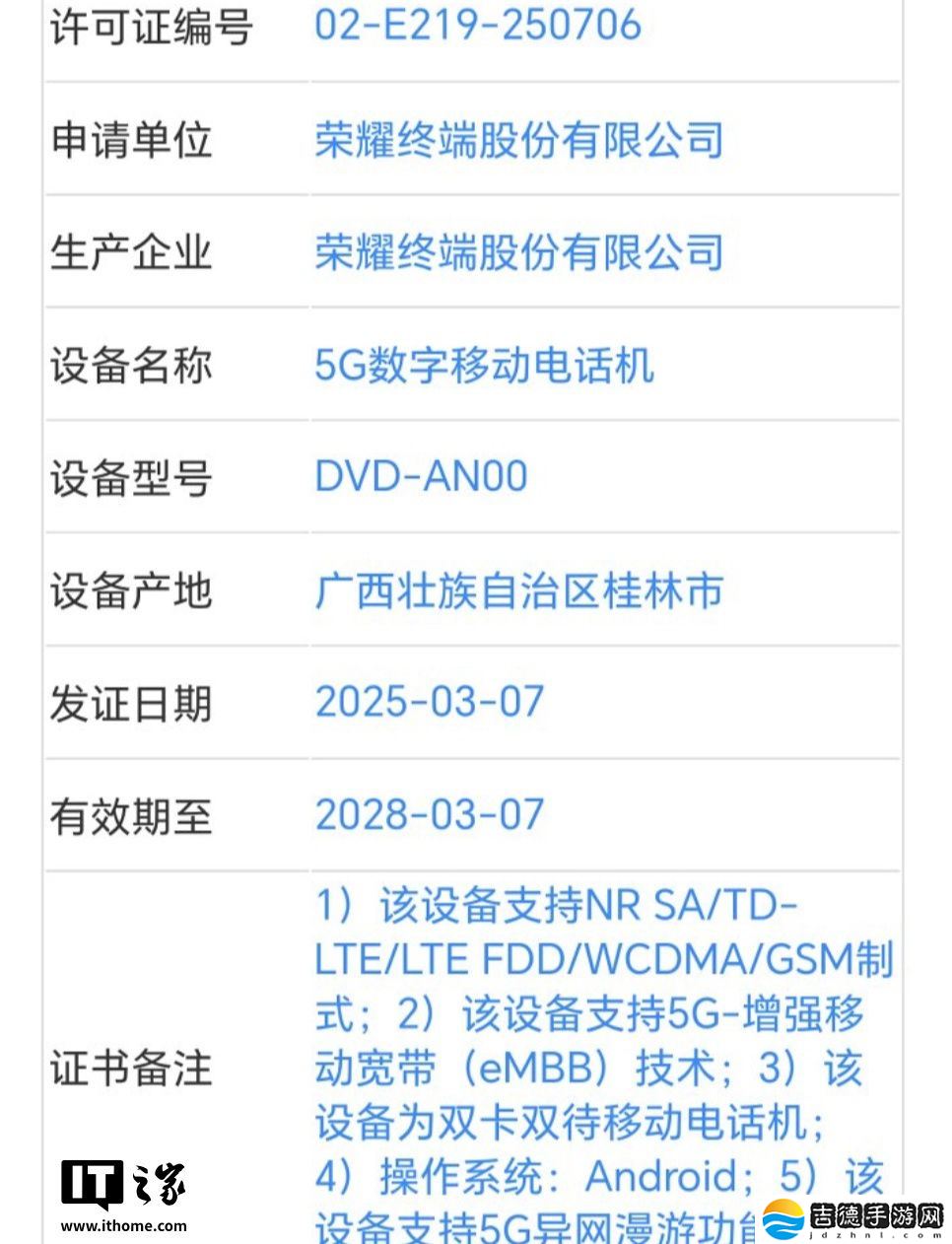 荣耀神秘新机获工信部认证：支持 80W 有线充电 + 北斗三号短报文功能、有望为 X70 Pro 手机