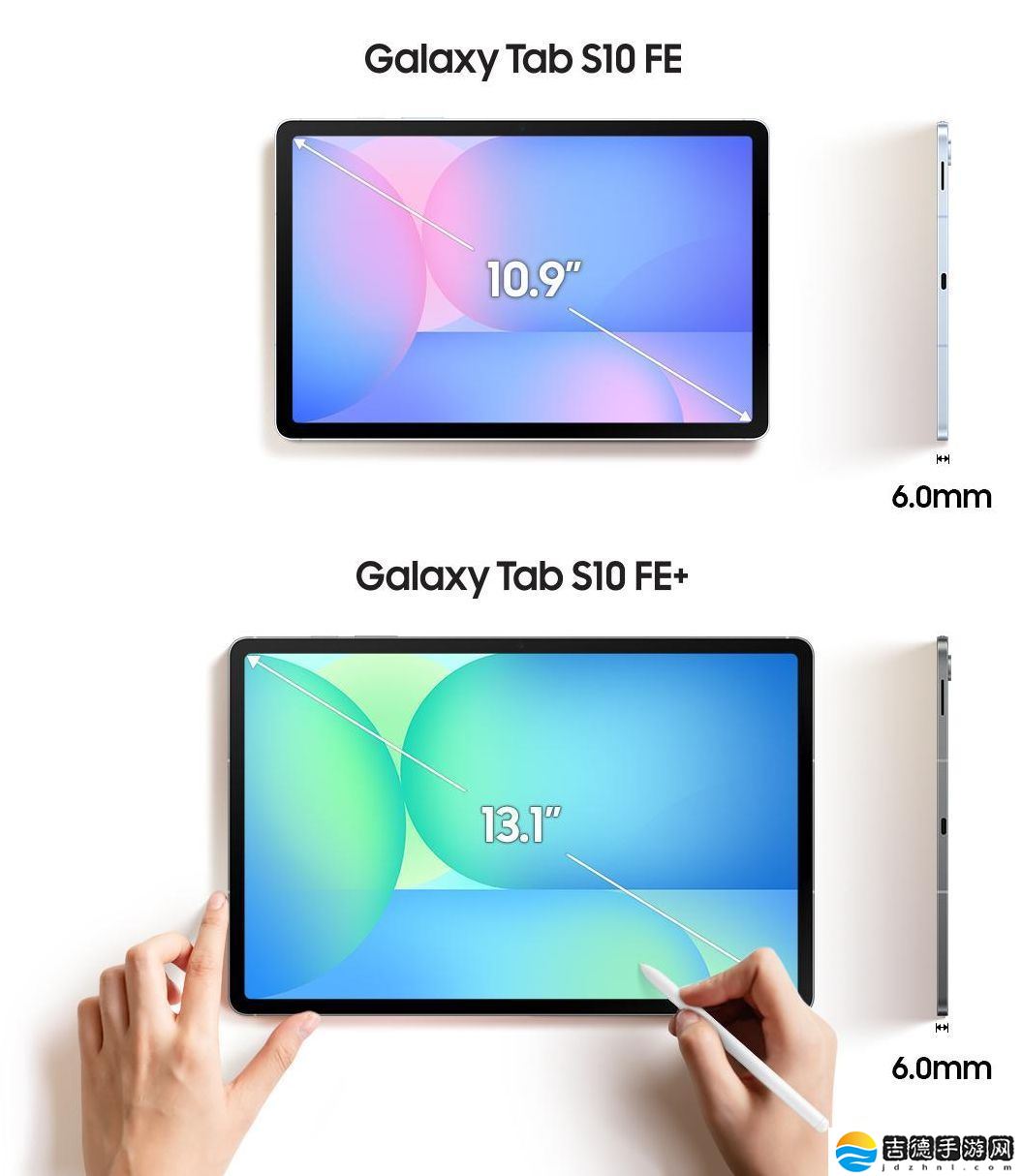 三星 Galaxy Tab S10 FE / FE+ 平板渲染图曝光：10.9/13.1 英寸屏幕，厚 6.0 毫米