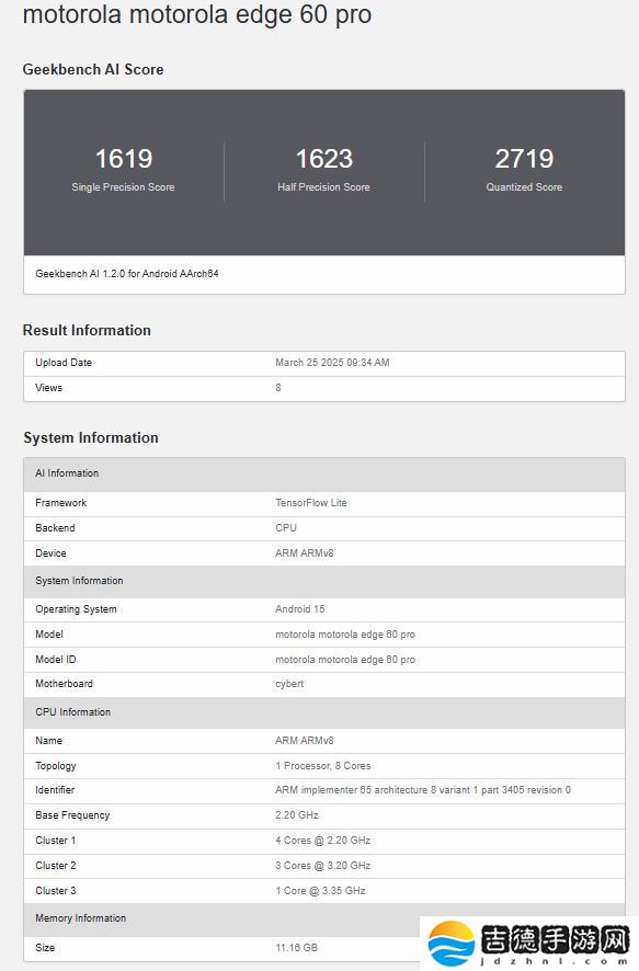 摩托罗拉 Edge 60 Pro 手机跑分曝光：天玑 8350 芯片 + 12GB 内存
