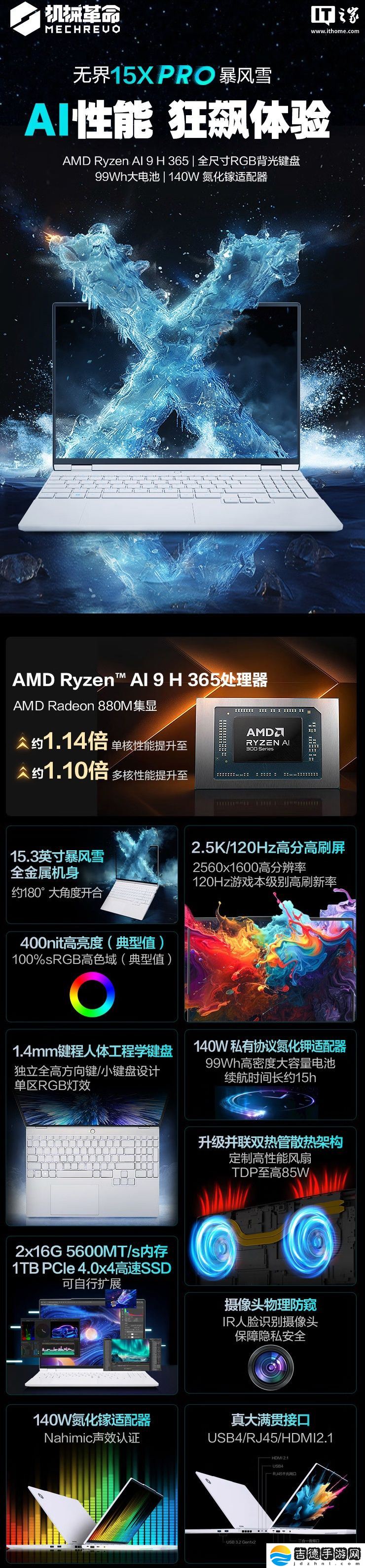 2025 款机械革命无界 15X Pro 笔记本开售：AMD 锐龙 AI 9 H 365 处理器、99Wh 电池，国补价 4399.2 元