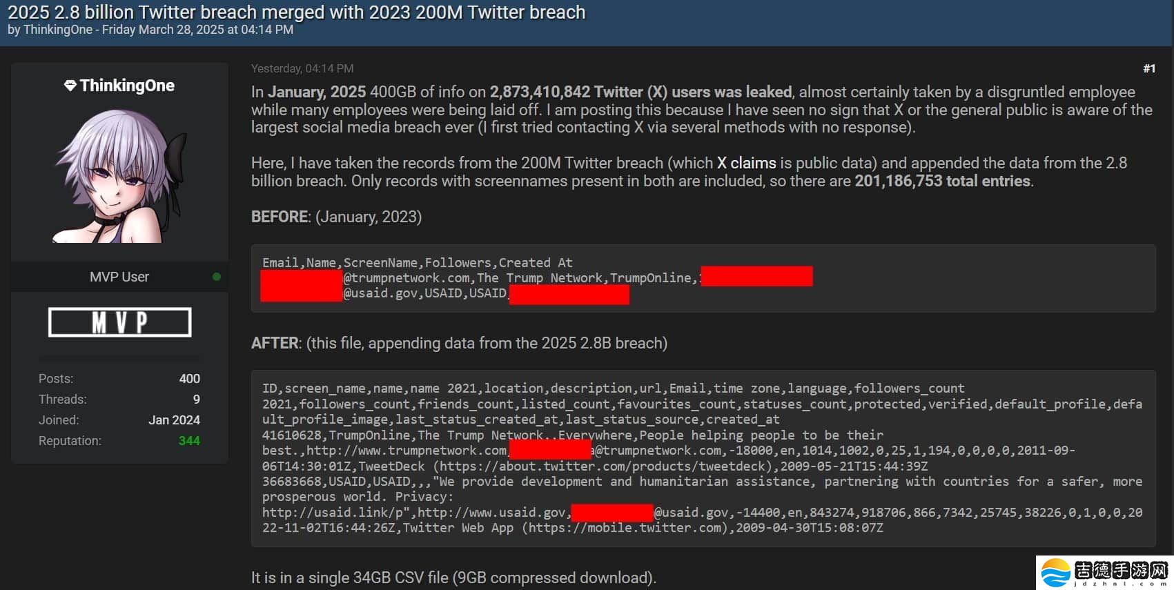 X 平台被曝遭遇严重数据泄露，涉及超 28 亿条个人数据信息