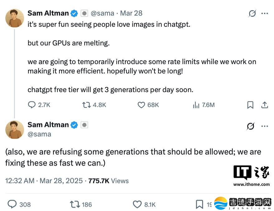 ChatGPT“生成吉卜力风格 AI 图”海外潮流引发版权争议，CEO 奥尔特曼回应将施以限制