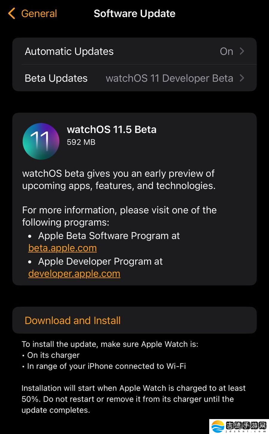 苹果 watchOS 11.5 开发者预览版 Beta 发布